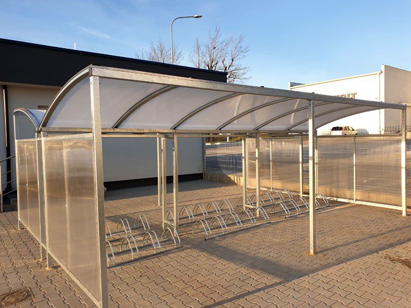 Marcelo Double-Sided Cycle Shelter, 30 Spaces, with Side Panels – photo 5