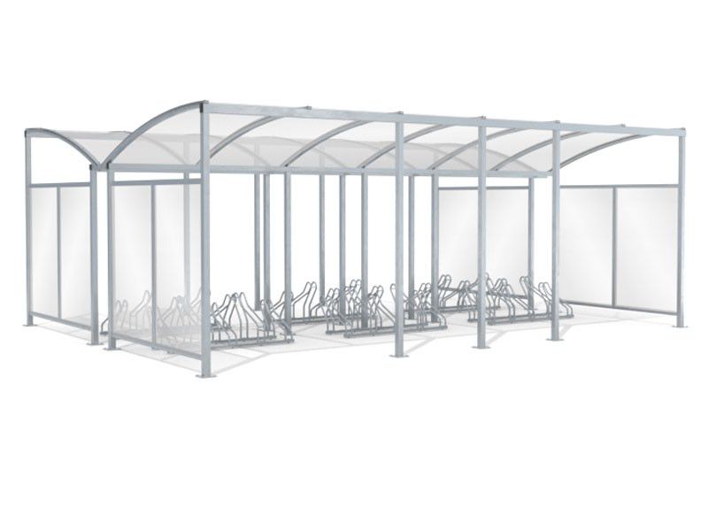 Marcelo Double-Sided Cycle Shelter, 30 Spaces, with Side Panels – photo 6