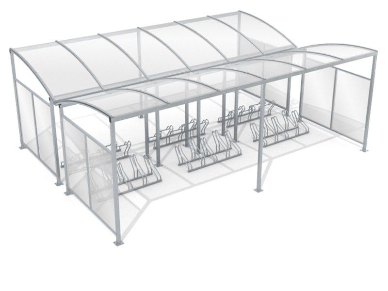 Marcelo Double-Sided Cycle Shelter, 30 Spaces, with Side Panels – photo 7