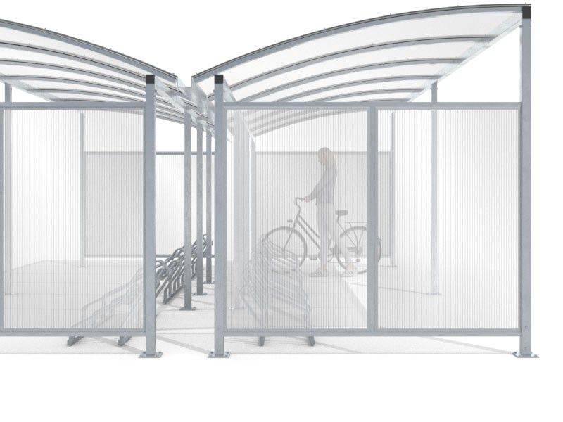 Marcelo Double-Sided Cycle Shelter, 30 Spaces, with Side Panels – photo 8
