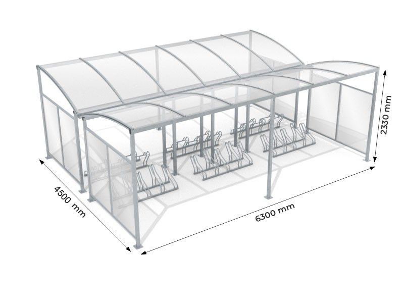 Marcelo Double-Sided Cycle Shelter, 30 Spaces, with Side Panels – photo 9