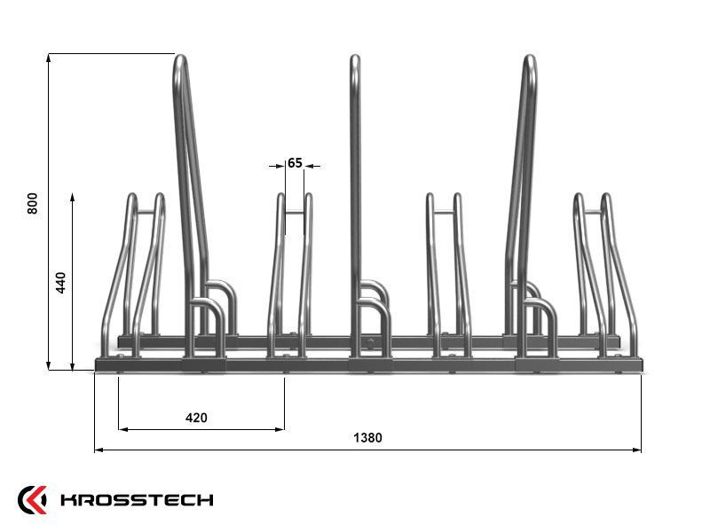 Mathias 4-Space Bike Rack with Rail, Stainless Steel – photo 8
