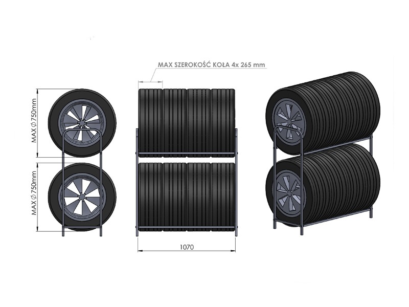 Bronisław Tyre Rack for 8 Wheels, Galvanised – photo 5