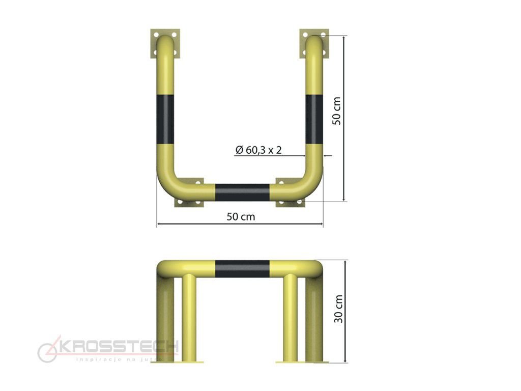 Paolo industrial impact barrier, 4 segments, galvanised – photo 3