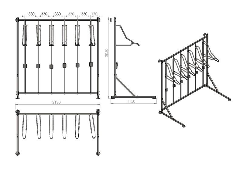Kamil 6-Space Bike Hanger with Frame – photo 11