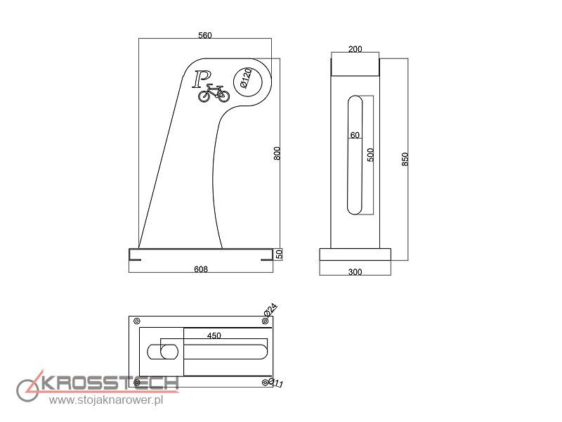 Otton 1-Space Bike Rack, Galvanised or Stainless Steel – photo 7
