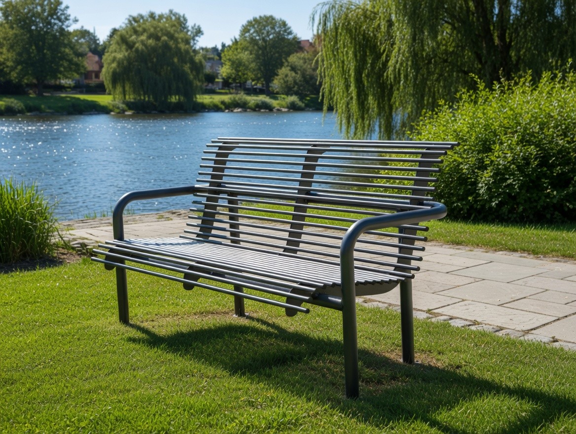 Vincenzo park bench with backrest 180 cm made of steel tubes – photo 7
