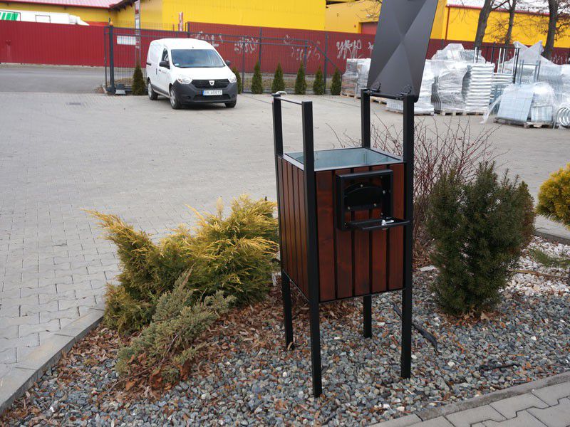 Krystian park litter bin with canopy and bag dispenser – photo 4