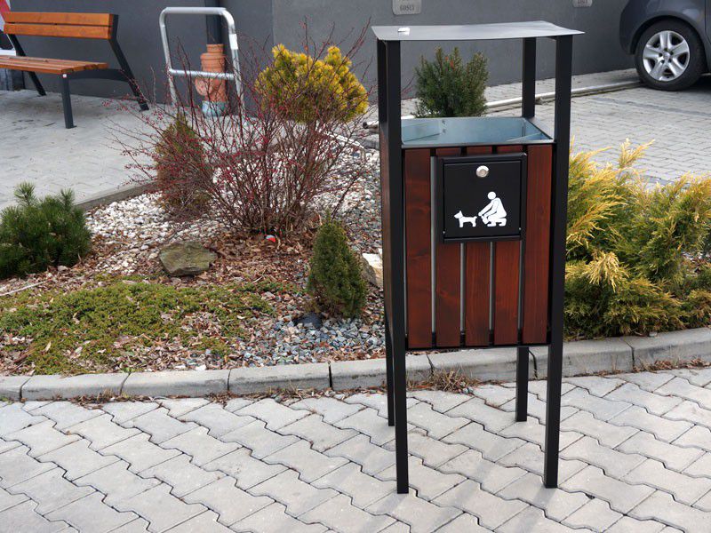 Krystian park litter bin with canopy and bag dispenser – photo 5