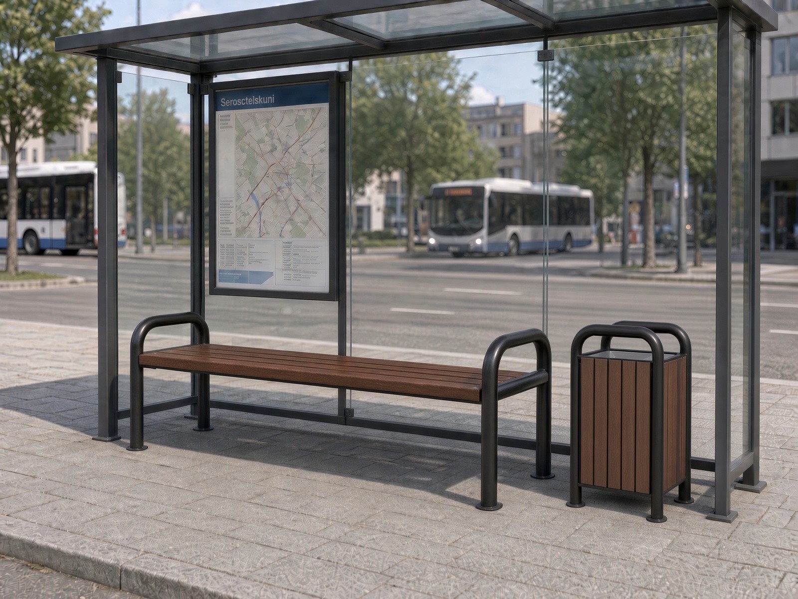 Kosz parkowy Krystian 60 l szeroki 47 cm – fotografia 2