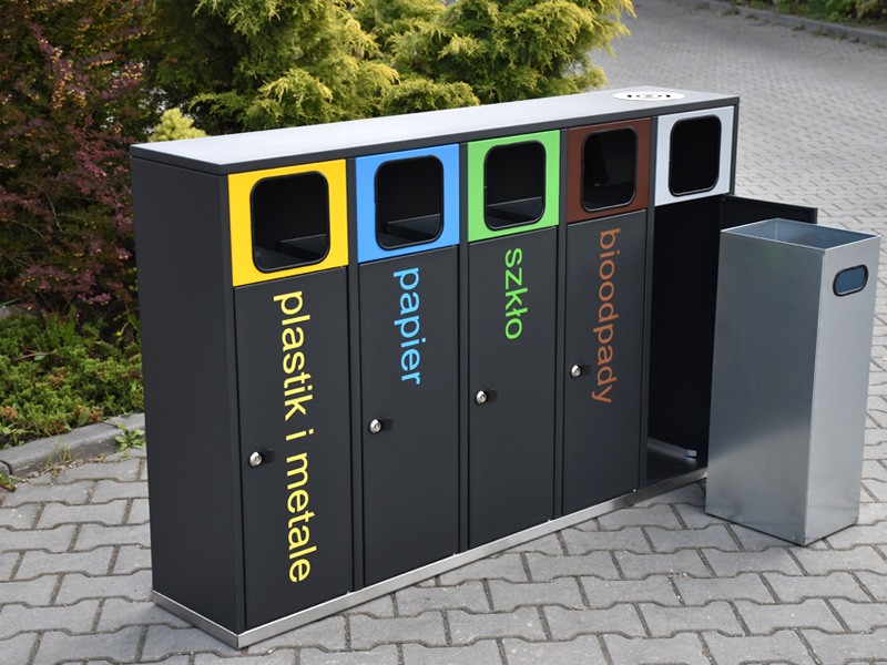 Mia Recycling Bin 5 x 40 l with Ashtray – photo 4