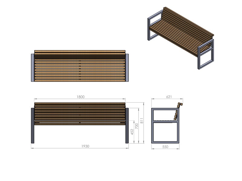 Elisa Park Bench with Backrest 193 cm – photo 4