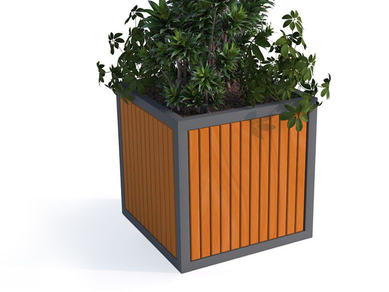 Sabina Steel Planter with Timber Slats 70 cm – photo 4