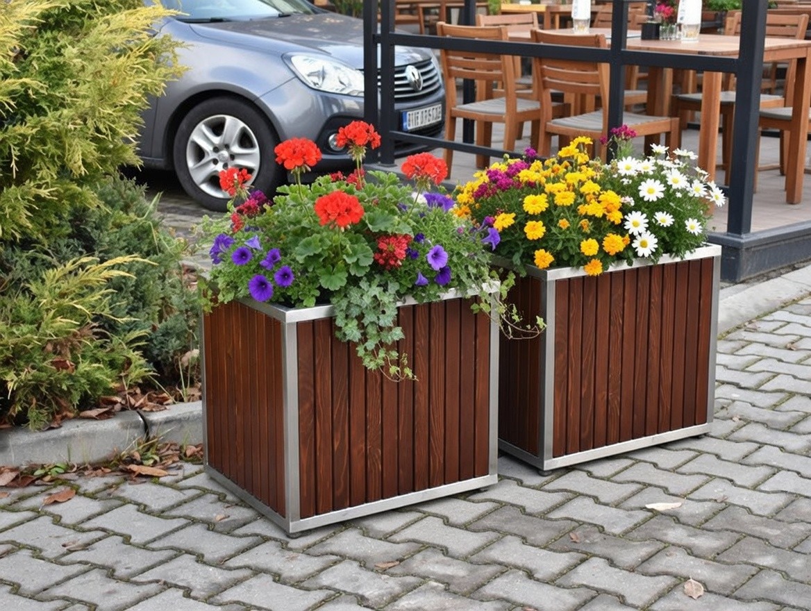Sabina Steel Planter with Timber Slats 70 cm – photo 7