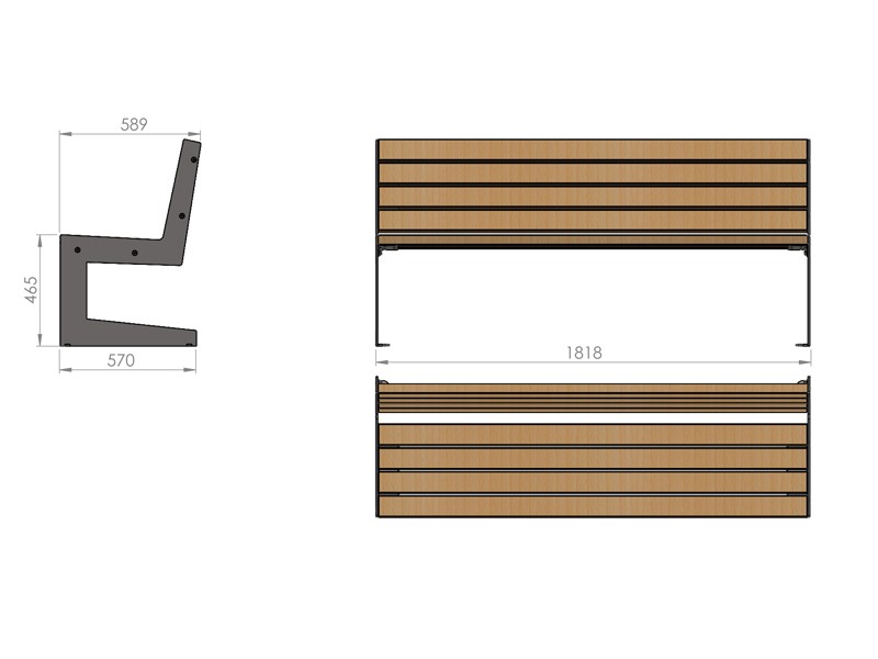 Gaja Park Bench with Backrest 182 cm – photo 3