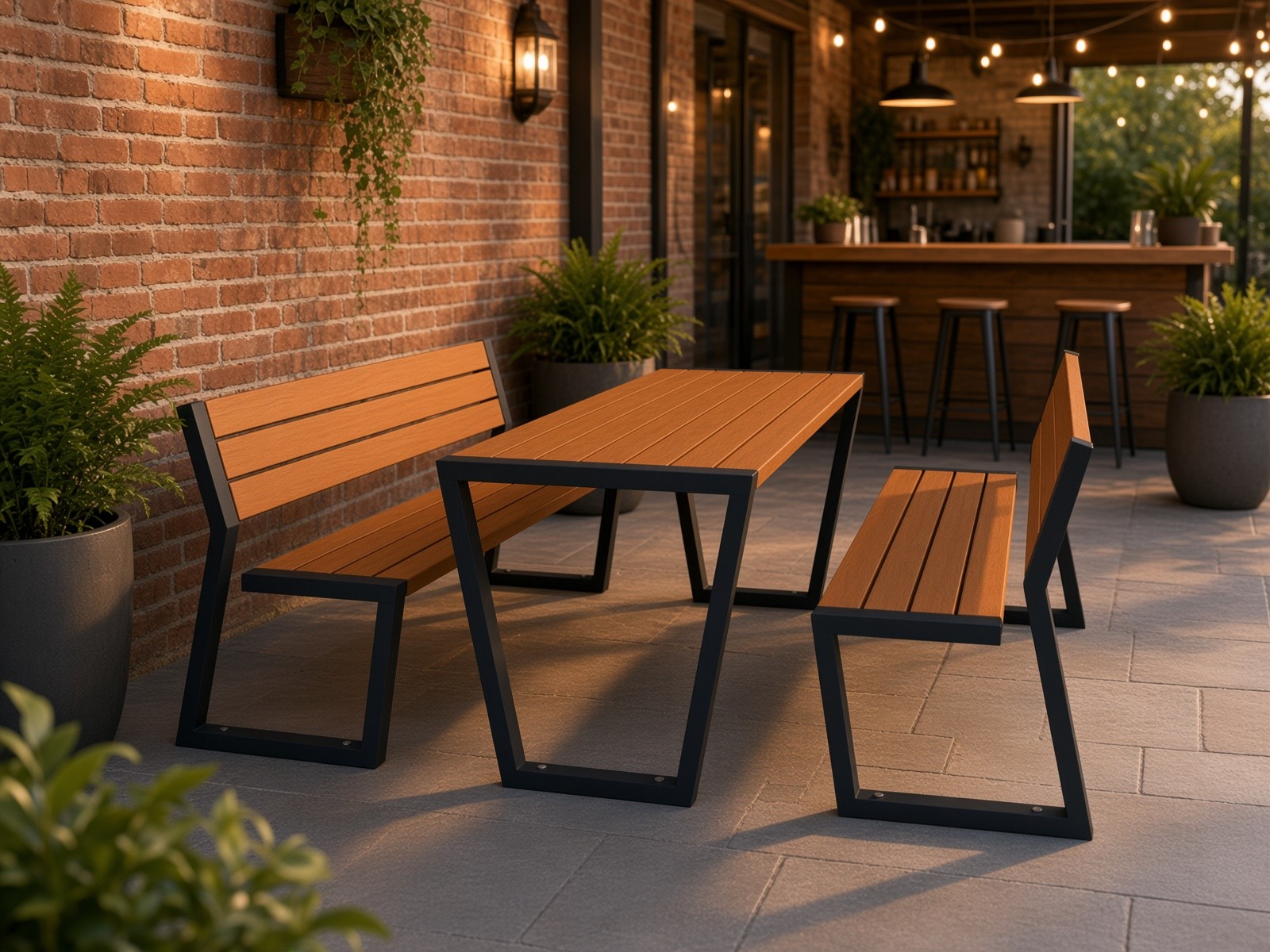 Allan garden furniture set with backrest benches 190 cm – photo 4