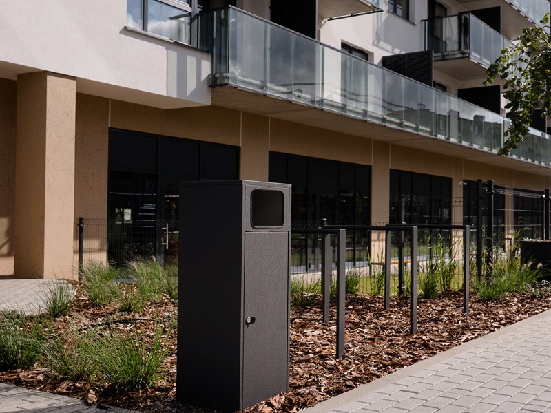 Mia street litter bin 80 l, galvanised – photo 4