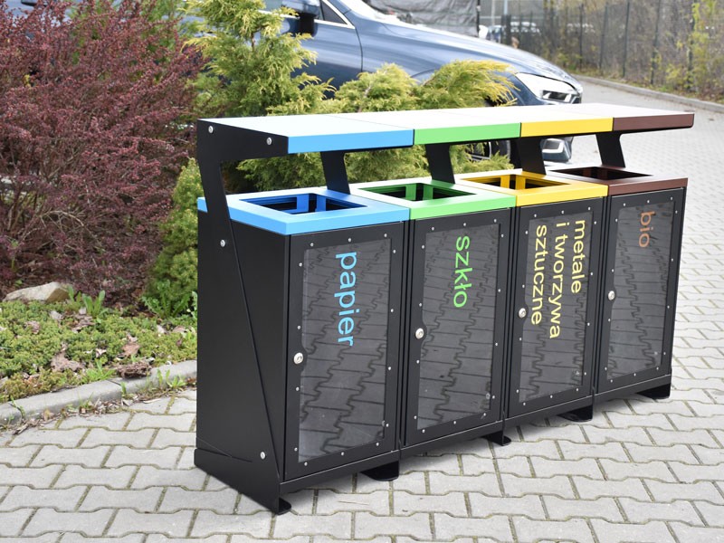 Kosz uliczny Bianka 4 x 60 l przezroczysty – foto 6