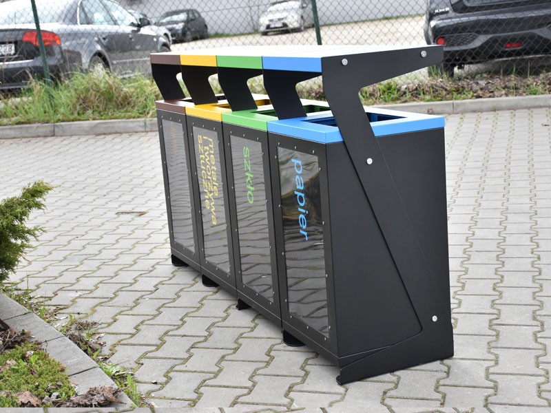 Kosz uliczny Bianka 4 x 60 l przezroczysty – foto 7