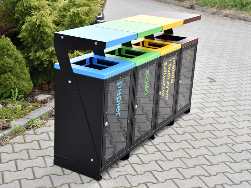 Kosz uliczny Bianka 4 x 60 l przezroczysty – foto 8