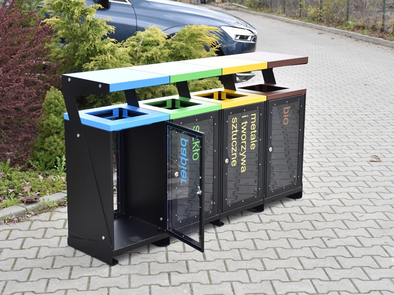 Kosz uliczny Bianka 4 x 60 l przezroczysty – foto 9