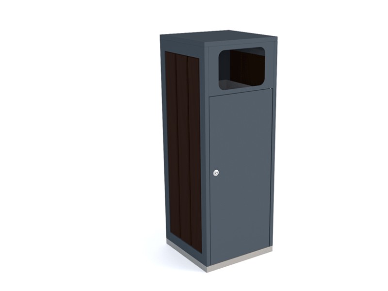 Mia street litter bin 120 l, timber and steel, with flaps – photo 6