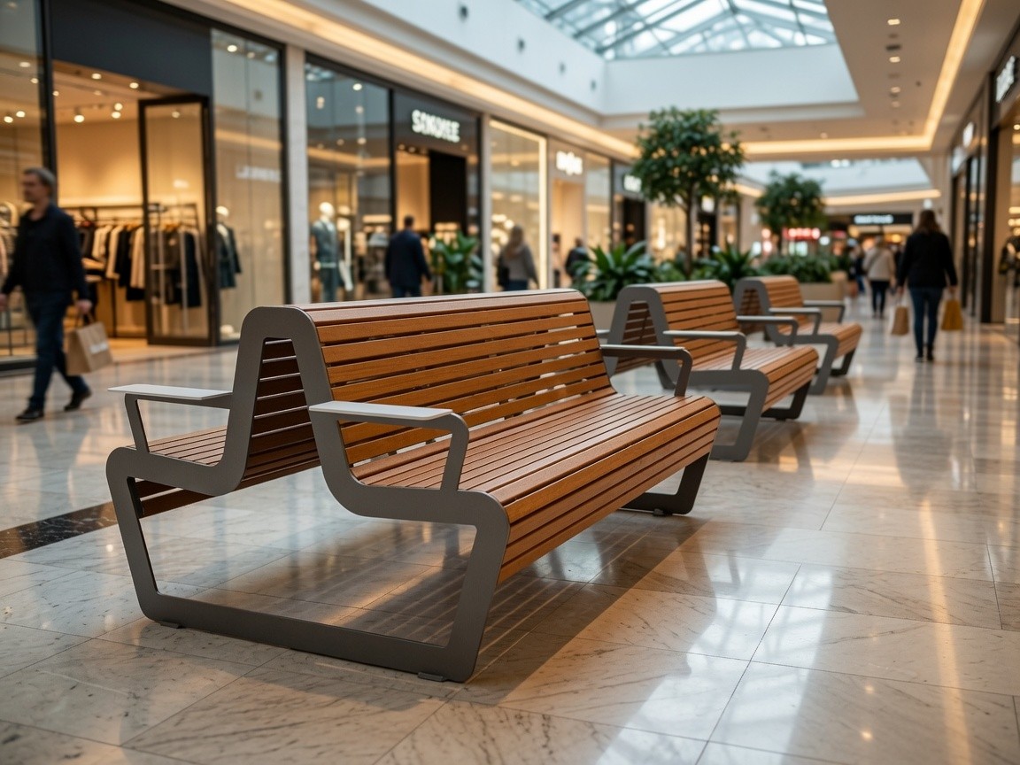 Gerhard Double-Sided Station Bench with Four Armrests – photo 2