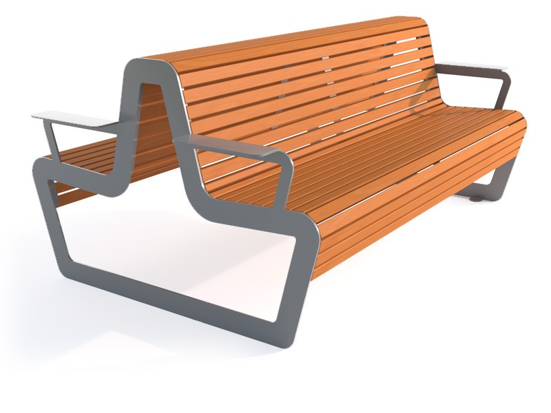 Gerhard Double-Sided Station Bench with Four Armrests – photo 5
