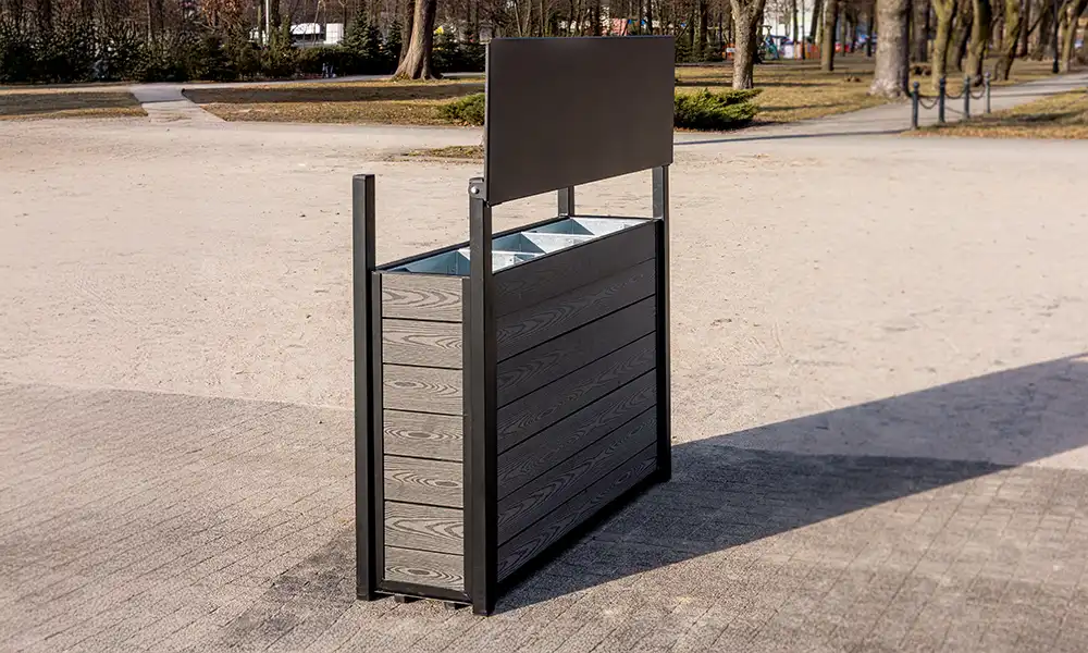 Koš na tříděný odpad Anita 3 x 75 l z kompozitu WPC – fotografie 6
