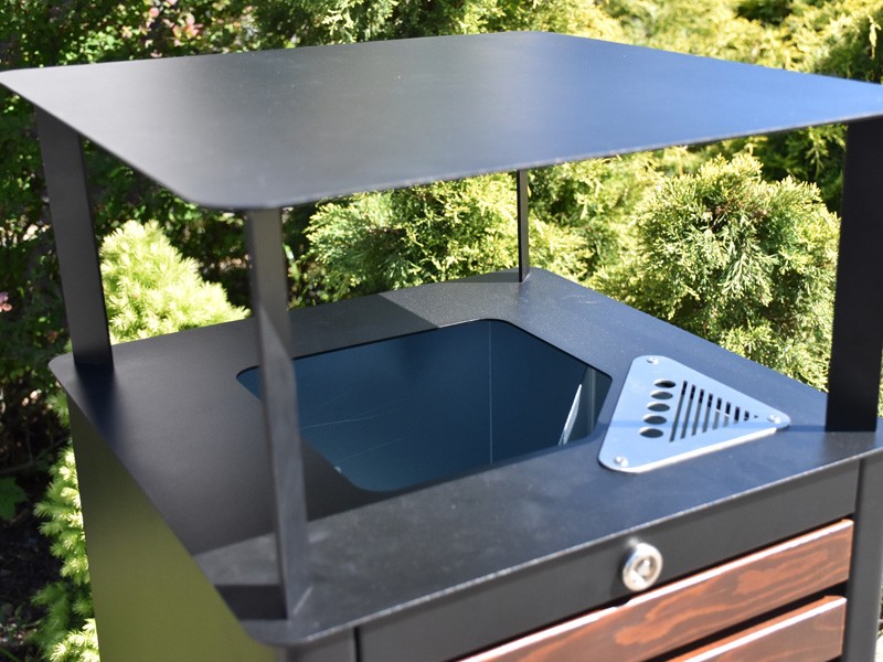Lili street litter bin 60 l with ashtray and rain cover, 104 cm – photo 3