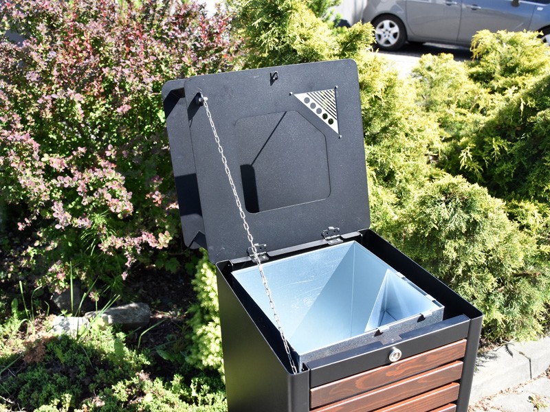 Lili street litter bin 60 l with ashtray and rain cover, 104 cm – photo 4