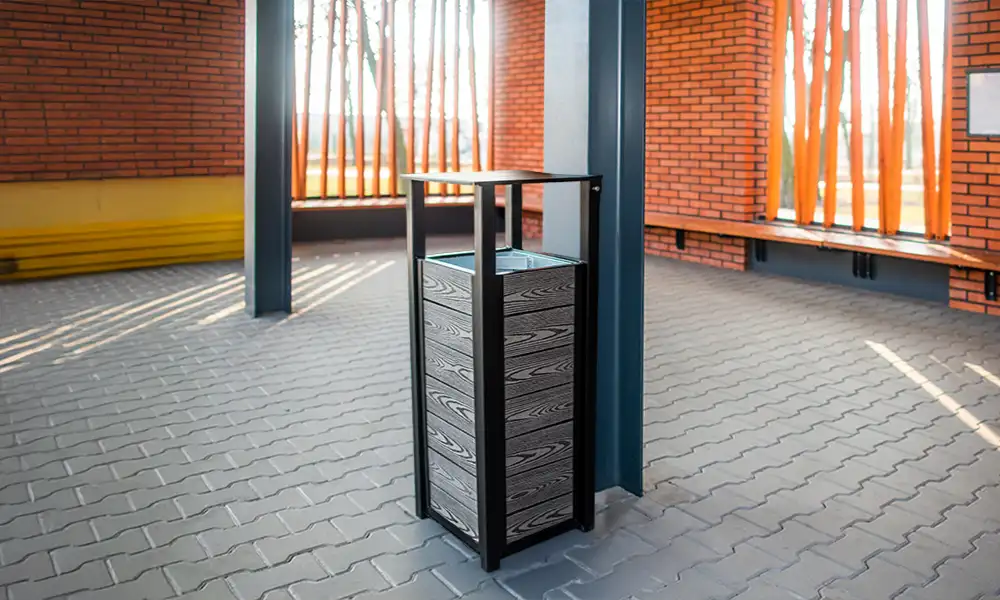 Romuald 75 l WPC litter bin with ashtray