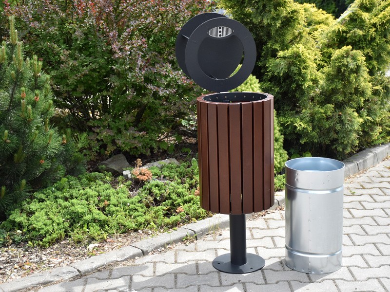 Izabella street litter bin 30 l with rain cover and ashtray – photo 3