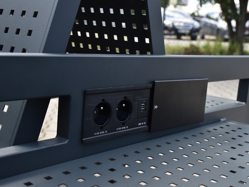 Enrique double-sided 8-seater station bench with 230V sockets – photo 4