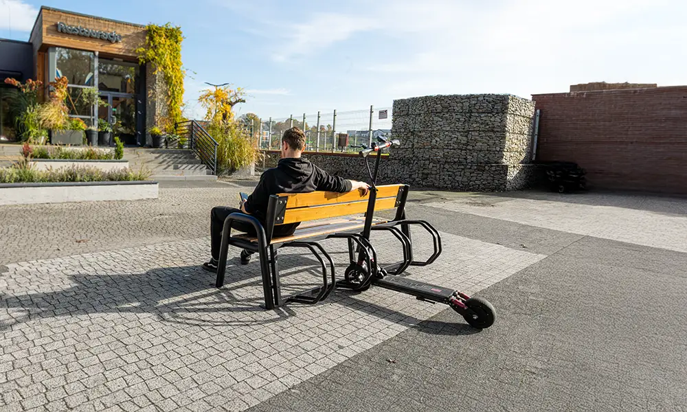 Tim park bench with bike rack 196 cm