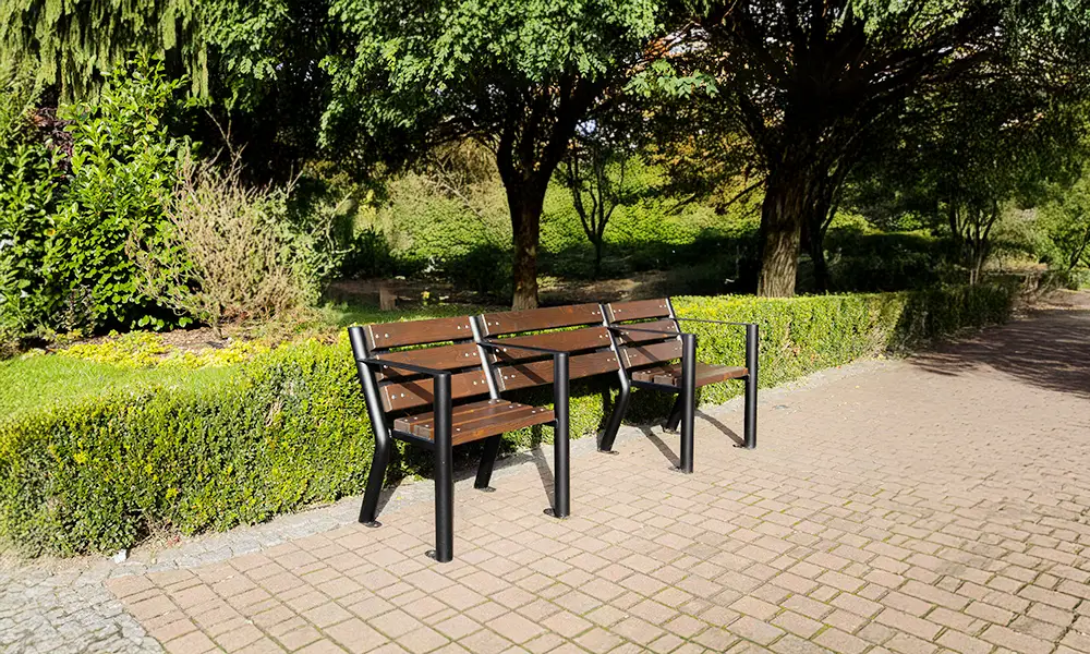 Ławka parkowa Kasper z miejscem na wózek 210 cm – fotografija 2