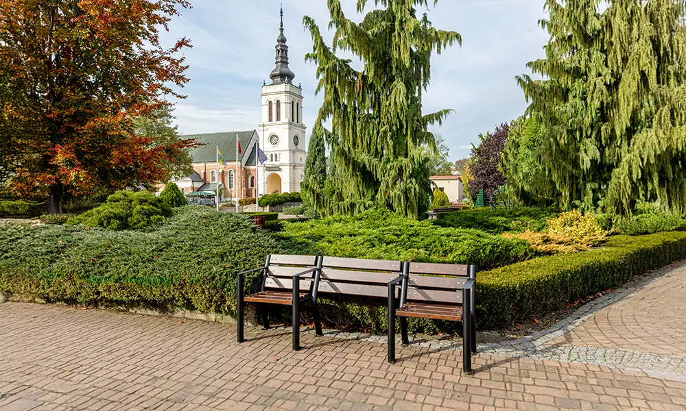 Ławka parkowa Kasper z miejscem na wózek 210 cm – fotografija 6