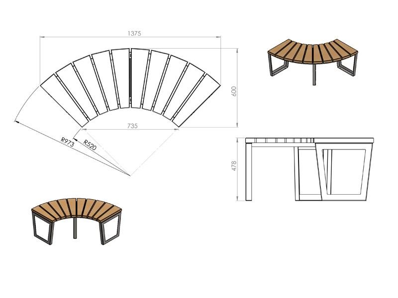 Jagna Curved Backless Bench, 137.5 cm – photo 4
