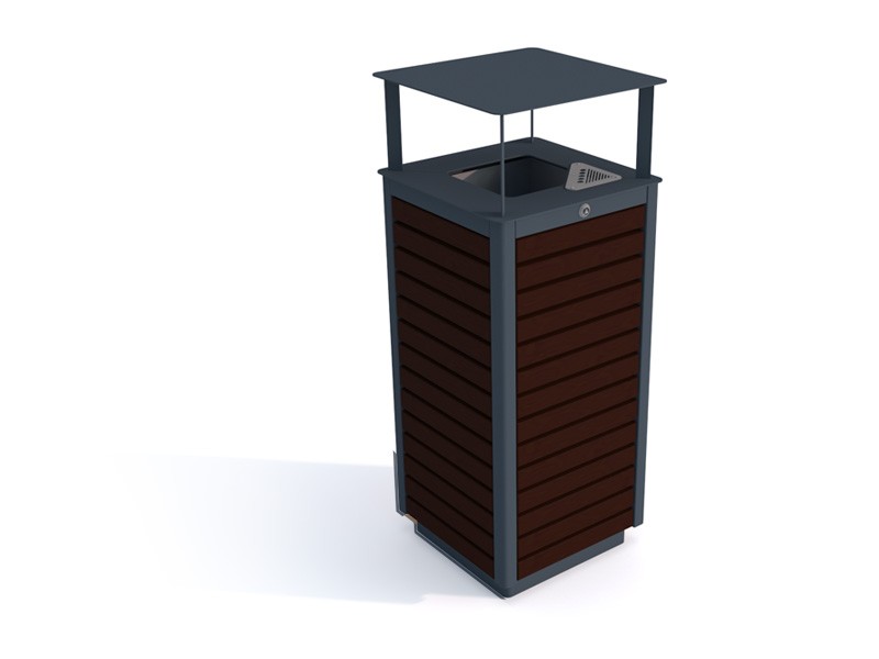 Lili street litter bin 80 l with ashtray, timber sides – photo 2