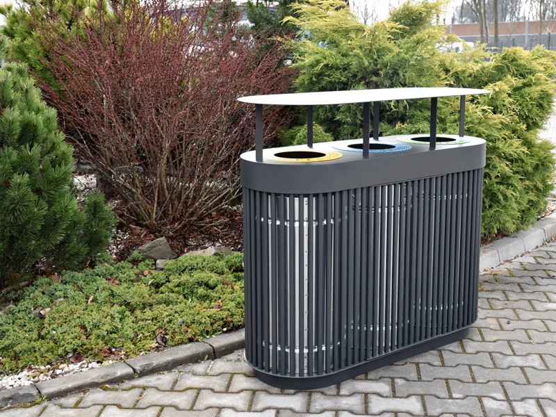 Maxim 3 x 80 l Street Litter Bin with Canopy – photo 4