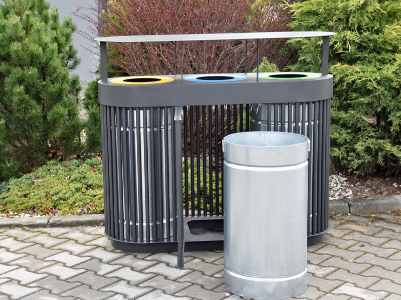 Maxim 3 x 80 l Street Litter Bin with Canopy – photo 5