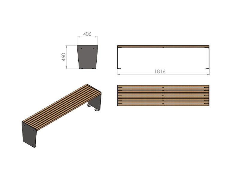 Ricardo Backless Park Bench 182 cm – photo 3