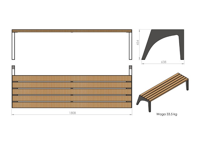 Miguel Backless Park Bench 181 cm – photo 3