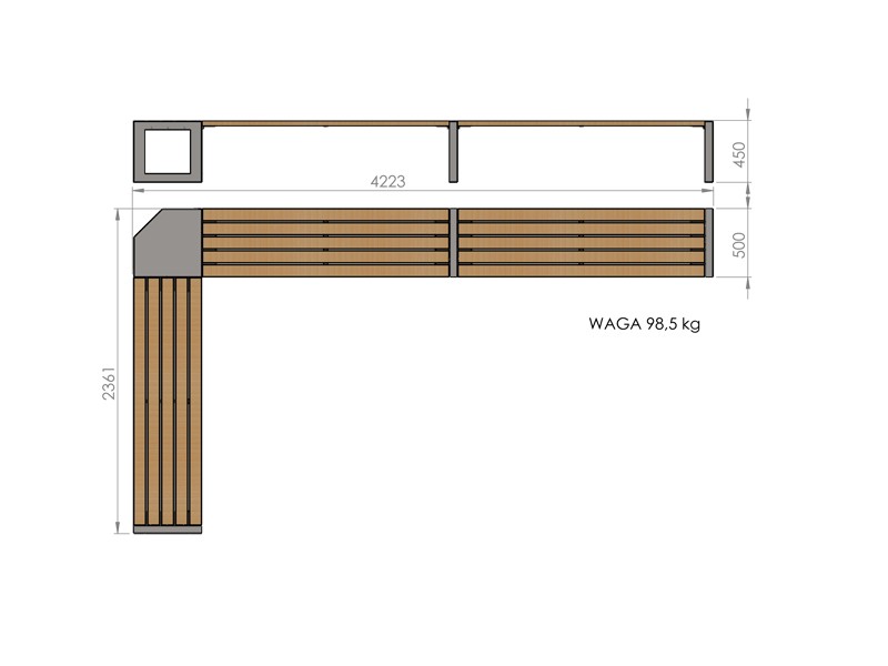 Brandon Triple L-Shaped Park Bench 362 cm, Design II – photo 4