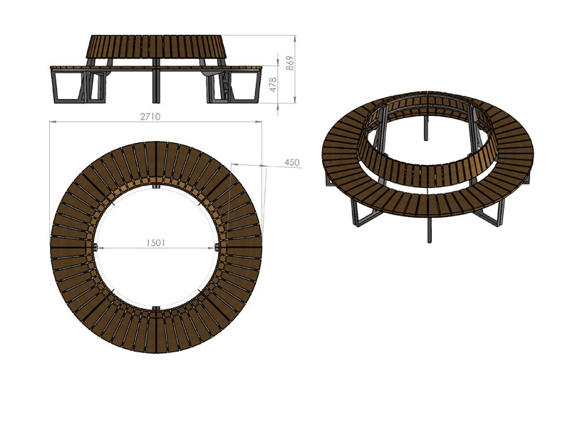 Maia Curved Bench, Convex Backrest, Full Circle – photo 4