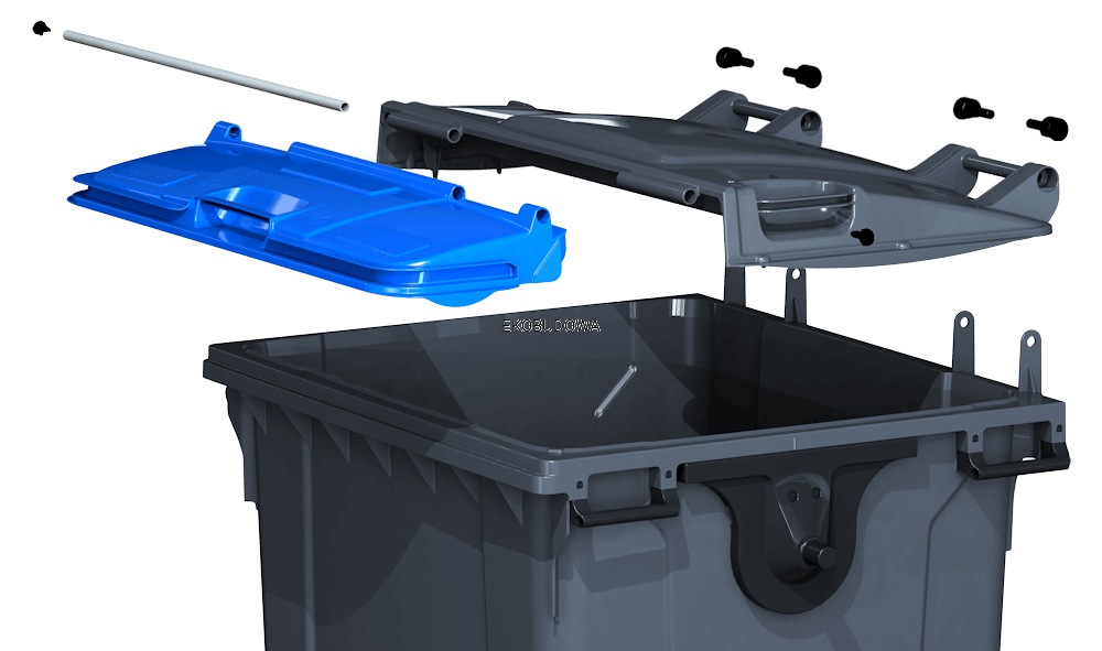 ESE Waste Container 1100 l Lid-in-Lid Black – photo 3