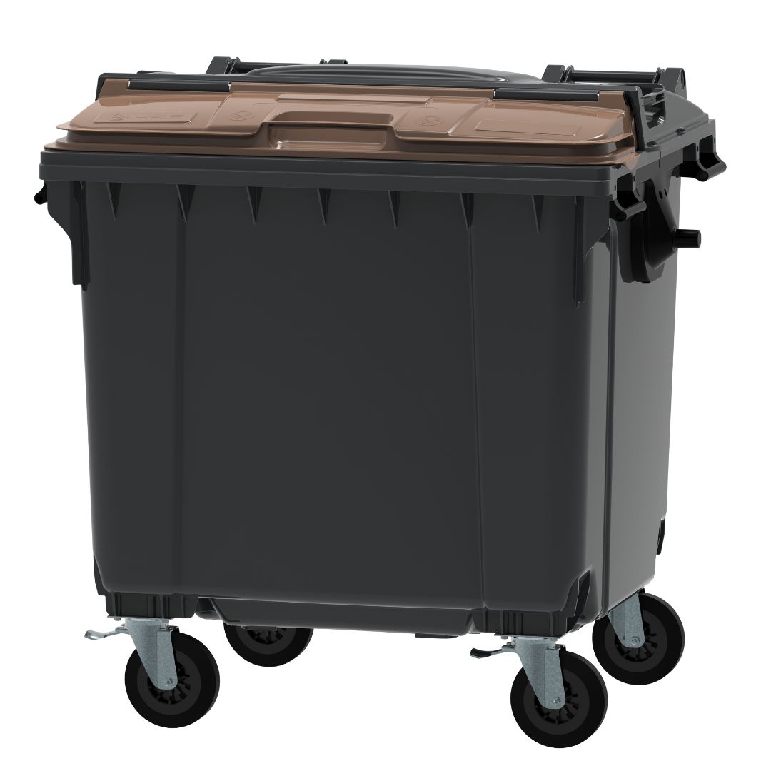 ESE Waste Container 1100 l Lid-in-Lid Brown