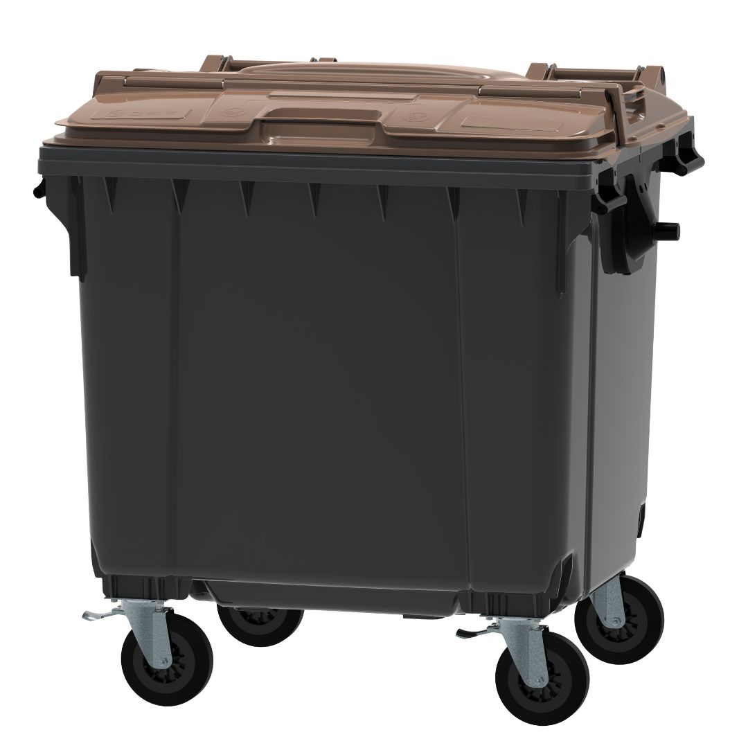 ESE Waste Container 1100 l Lid-in-Lid Brown – photo 2
