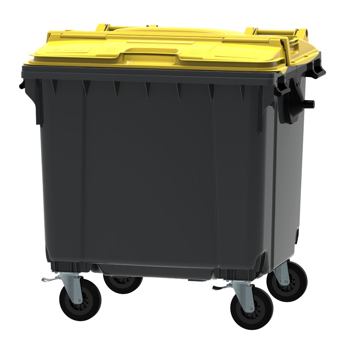 ESE 1100 l Lid-in-Lid Waste Container, Yellow – photo 2