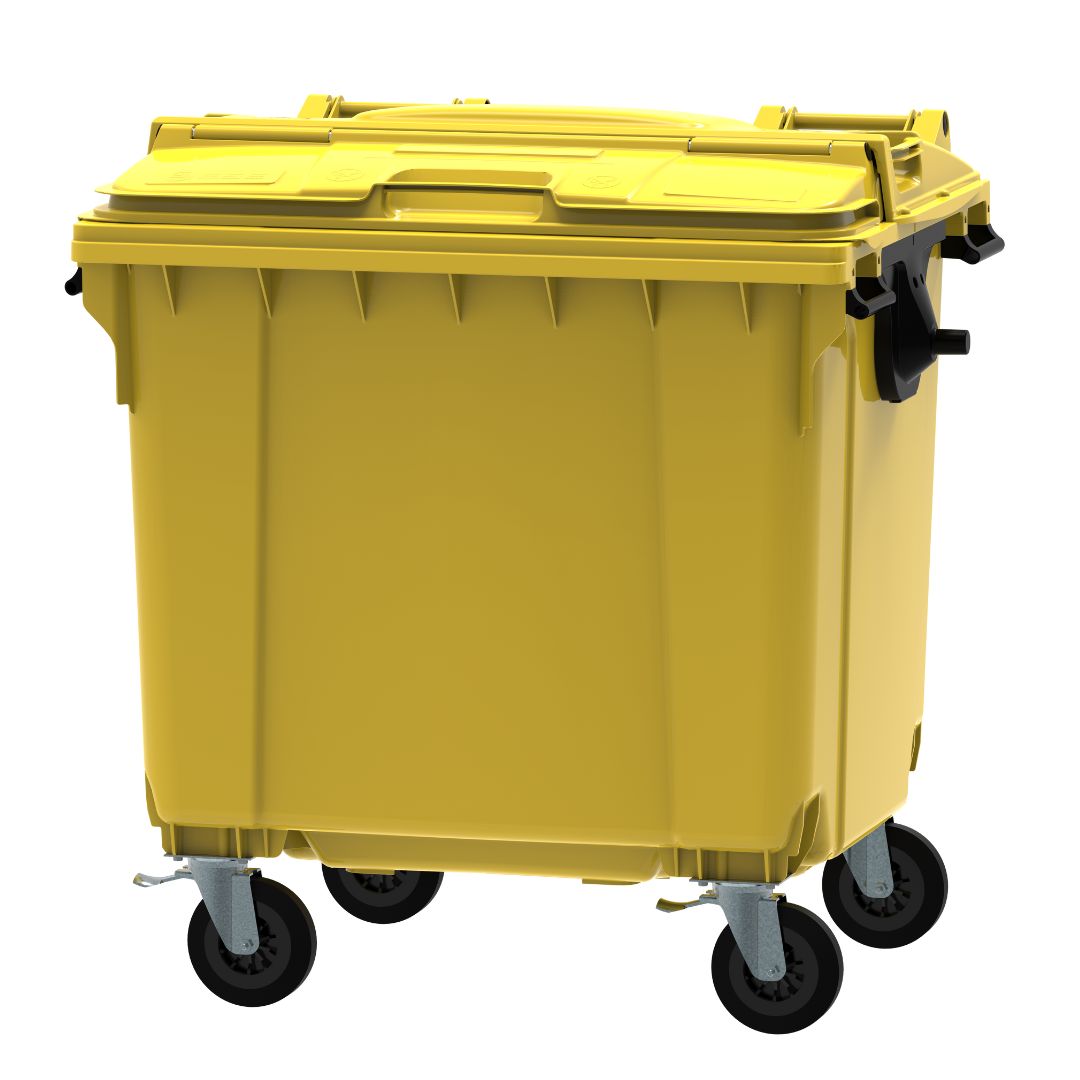 ESE 1100 l Lid-in-Lid Waste Container, Yellow – photo 3